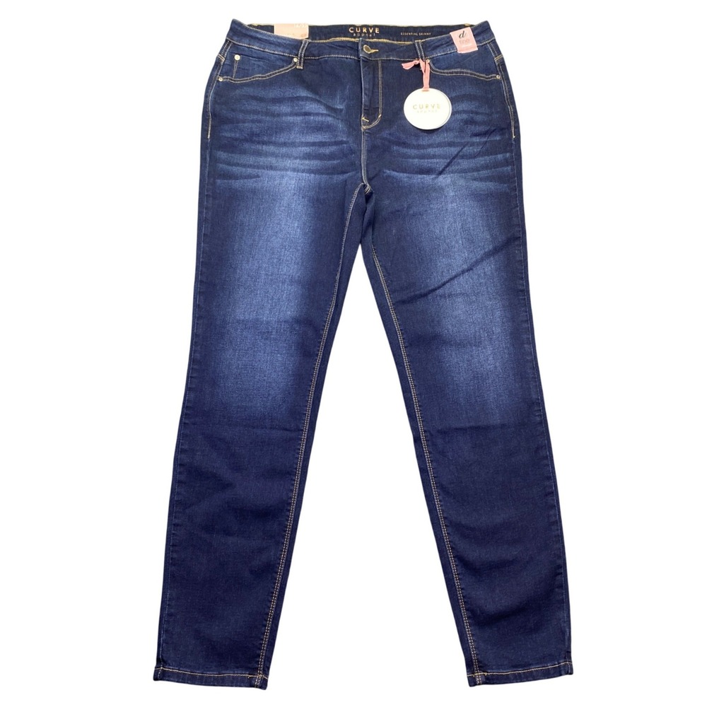 Curve Appeal Essential Skinny Jeans Dark Wash Lifting Shaping Sz 16/33 Denim NWT